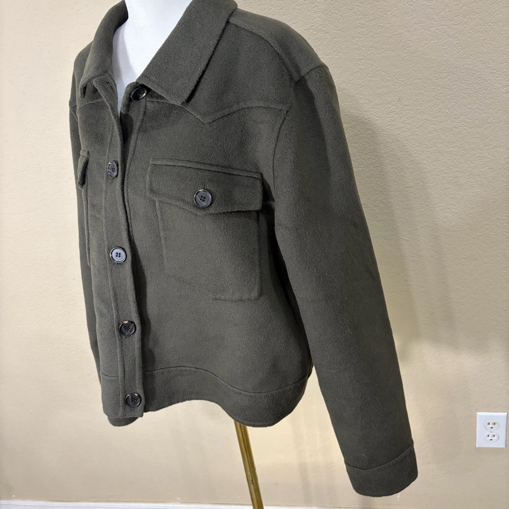 Rails Women’s Easton Wool Blend Olive Cropped Shacket Sz XL Casual Preppy Party - Picture 3 of 13